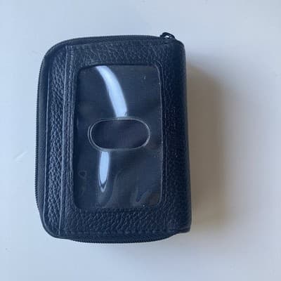 Buxton Black Genuine Leather Wizard Accordian Wallet Coins Small Leather Goods - Thumbnail 5