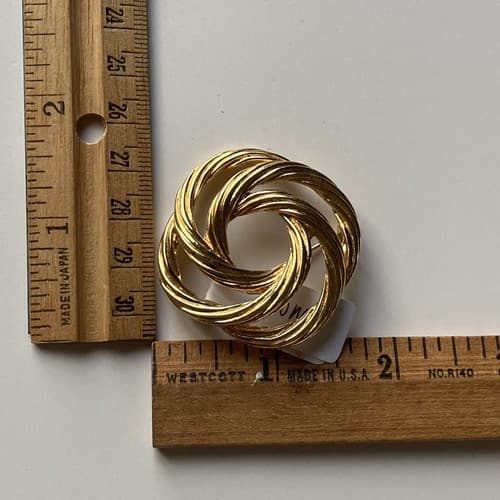 Vintage Gold Tone Monet Brooch Pin Lot Of 3 Vtg Signed Estate Leaf Jewelry MCM - Thumbnail 3