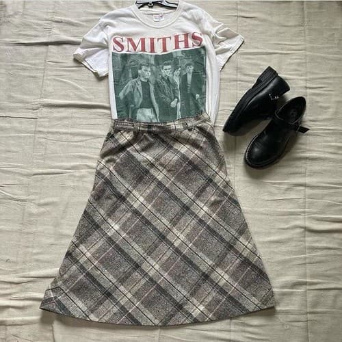 Vintage Tweed A-line Knee Length Skirt by Salem Womens S-M Academia Preppy Twee - Thumbnail 9