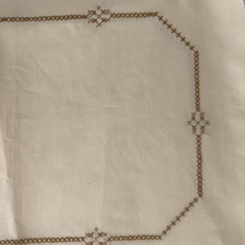 Vintage Homemade Handstitched Set of 4 linen/cotton Placemats 11.5in by 17.5 in - Thumbnail 7