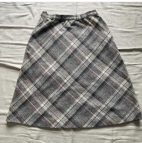 Vintage Tweed A-line Knee Length Skirt by Salem Womens S-M Academia Preppy Twee - Thumbnail 2