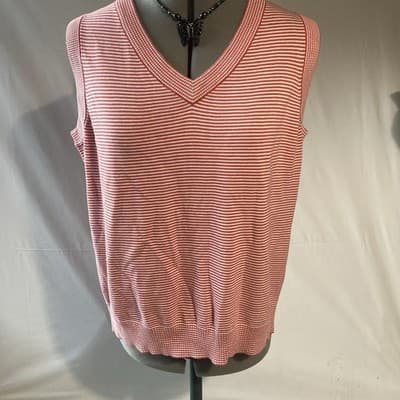 VTG Striped Knit Sweater Vest Womens XL Preppy Office Core Tennis Quiet Luxury - Thumbnail 10