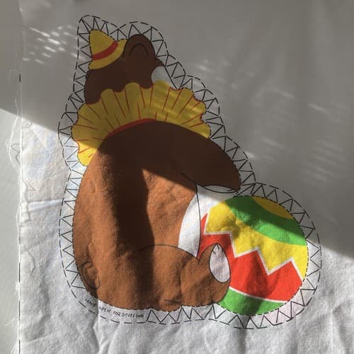 Vintage Cut & Sew Pattern Circus Bear Fabric Pillow Stuffed Animal Fabric Only - Thumbnail 8