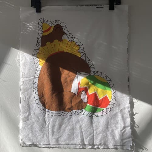 Vintage Cut & Sew Pattern Circus Bear Fabric Pillow Stuffed Animal Fabric Only - Thumbnail 3