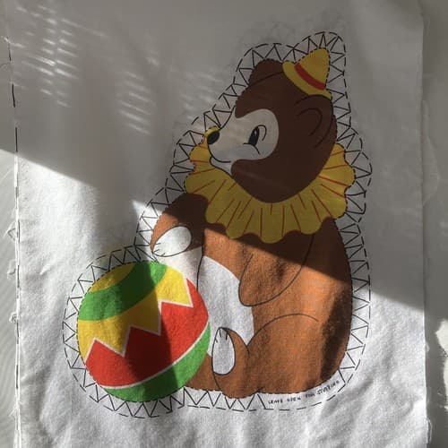Vintage Cut & Sew Pattern Circus Bear Fabric Pillow Stuffed Animal Fabric Only - Thumbnail 2
