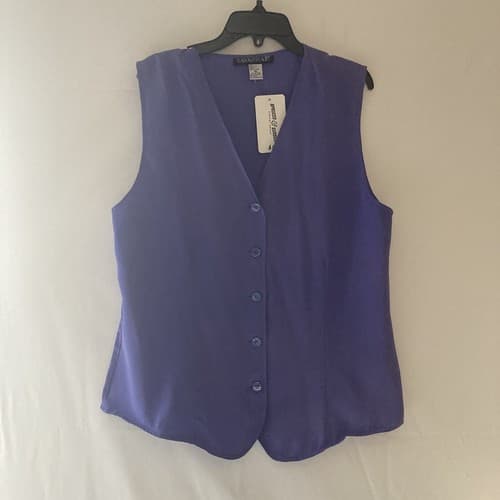 VTG 90s Silk Vest Women’s XL Festival Purple Boho Minimalist Chic Office Siren