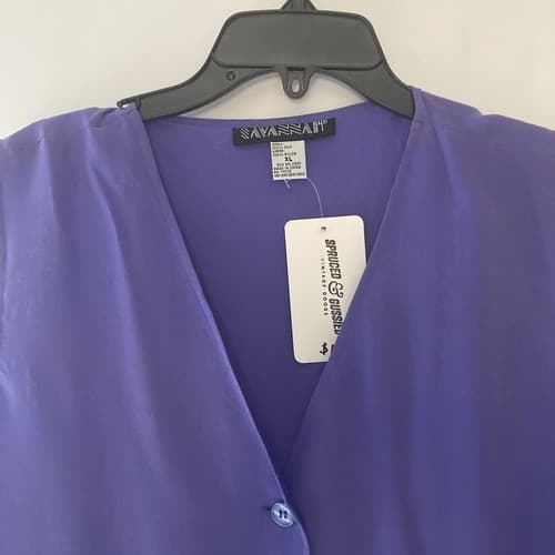 VTG 90s Silk Vest Women’s XL Festival Purple Boho Minimalist Chic Office Siren - Thumbnail 4
