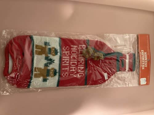 Vintage Christmas Midwest Importers Knit Wine Spirits bottle Sleeve Holiday Bar - Thumbnail 7