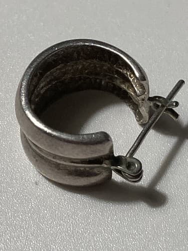 Vintage Sterling Silver 925 Hoop Earring SINGLE Modernist Minimalist Classic