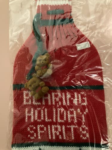 Vintage Christmas Midwest Importers Knit Wine Spirits bottle Sleeve Holiday Bar - Thumbnail 3