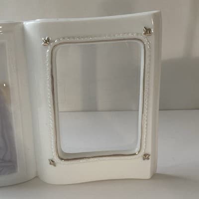 Vintage Christmas Nativity Scene Bible Picture Frame Ceramic Porcelain Pastels - Thumbnail 3