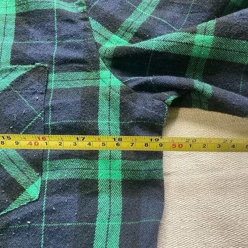 Vintage Men's Green Blue Plaid Button Down Flannel Shirt MEDIUM GRUNGE Preppy - Thumbnail 2