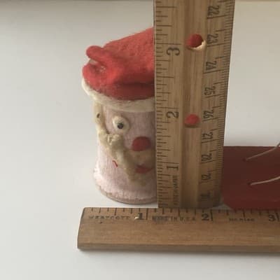 Vintage Handmade Craft Christmas Ornaments Lot of 2 Cute Retro Home Santa Head - Thumbnail 7
