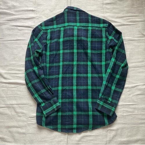Vintage Men's Green Blue Plaid Button Down Flannel Shirt MEDIUM GRUNGE Preppy - Thumbnail 4