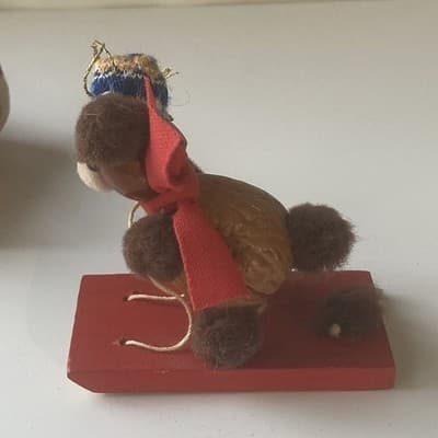 Vintage Handmade Craft Christmas Ornaments Lot of 2 Cute Retro Home Santa Head - Thumbnail 10