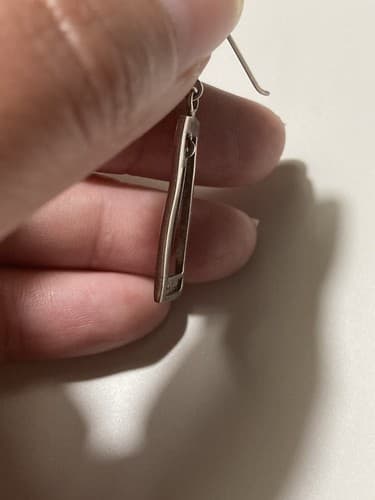 Vintage Sterling Silver 925 Drop Earring SINGLE Modernist Minimal Articulated - Thumbnail 6