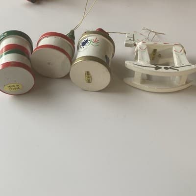Vintage Christmas Wood Hand Painted Ornaments 10 Piece Lot 80s 90s Folk Retro - Thumbnail 11