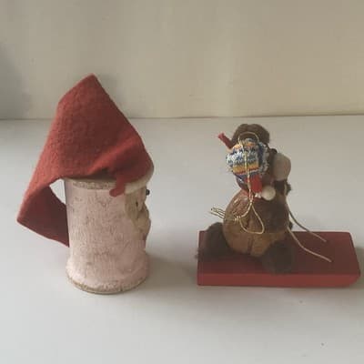 Vintage Handmade Craft Christmas Ornaments Lot of 2 Cute Retro Home Santa Head - Thumbnail 15