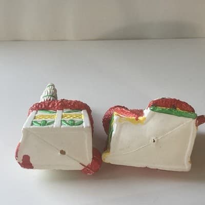 Vintage Blow Mold Christmas Ornaments Houses Lot of 2 MCM Kitschy Retro VTG XMAS - Thumbnail 10