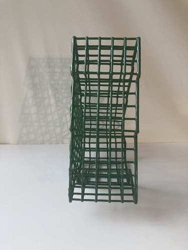 Vintage Christmas Tree Wire Grid Basket Green Coated Post Modern VTG XMAS 7in - Thumbnail 8