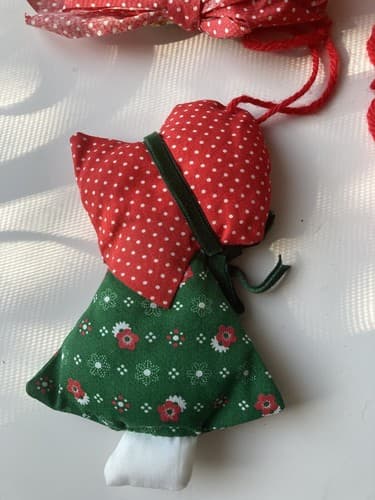 Vintage Christmas CALICO Patchwork Ornaments Set Of 4 Vtg Xmas 70s 80s Hand Made - Thumbnail 6