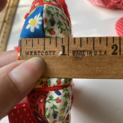 Vintage Christmas CALICO Patchwork Ornaments Set Of 4 Vtg Xmas 70s 80s Hand Made - Thumbnail 8