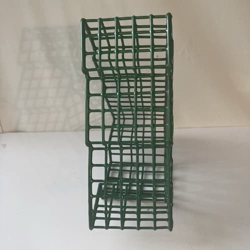 Vintage Christmas Tree Wire Grid Basket Green Coated Post Modern VTG XMAS 7in - Thumbnail 9