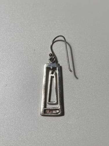 Vintage Sterling Silver 925 Drop Earring SINGLE Modernist Minimal Articulated - Thumbnail 2
