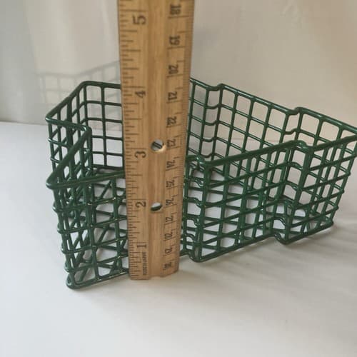Vintage Christmas Tree Wire Grid Basket Green Coated Post Modern VTG XMAS 7in - Thumbnail 3