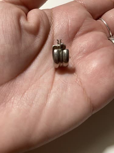 Vintage Sterling Silver 925 Hoop Earring SINGLE Modernist Minimalist Classic - Thumbnail 9