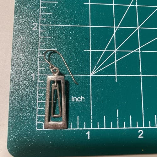 Vintage Sterling Silver 925 Drop Earring SINGLE Modernist Minimal Articulated - Thumbnail 3