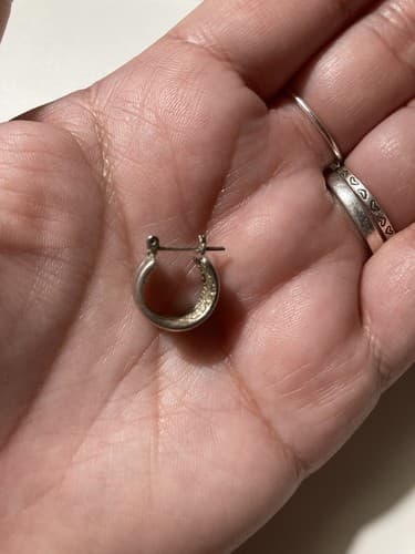 Vintage Sterling Silver 925 Hoop Earring SINGLE Modernist Minimalist Classic - Thumbnail 2