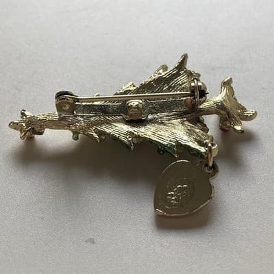 Vintage Christmas Tree Brooch w/ Dangling Micro Devotional Virgin Mary Catholic - Thumbnail 7