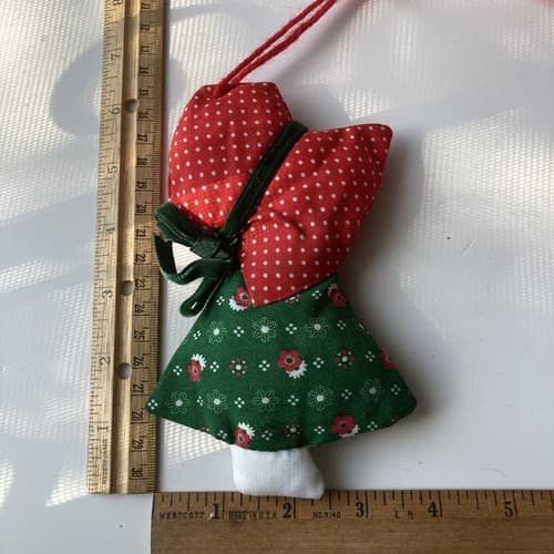 Vintage Christmas CALICO Patchwork Ornaments Set Of 4 Vtg Xmas 70s 80s Hand Made - Thumbnail 4
