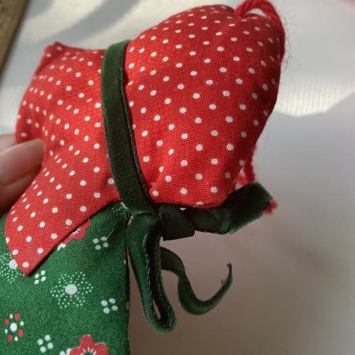 Vintage Christmas CALICO Patchwork Ornaments Set Of 4 Vtg Xmas 70s 80s Hand Made - Thumbnail 10