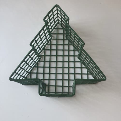 Vintage Christmas Tree Wire Grid Basket Green Coated Post Modern VTG XMAS 7in - Thumbnail 7