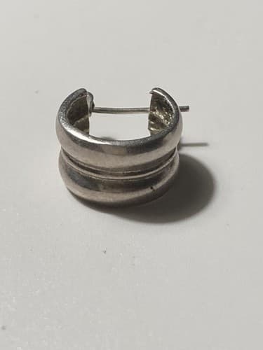 Vintage Sterling Silver 925 Hoop Earring SINGLE Modernist Minimalist Classic - Thumbnail 8