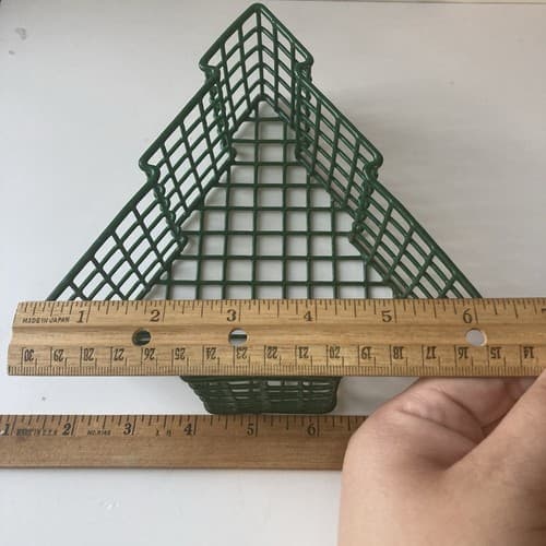 Vintage Christmas Tree Wire Grid Basket Green Coated Post Modern VTG XMAS 7in - Thumbnail 5