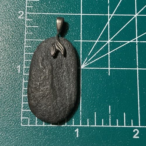 Black Lava Rock Oval Pendant With Mermaid Tail Sterling Silver 925 Bail 1.5 Inch - Thumbnail 2