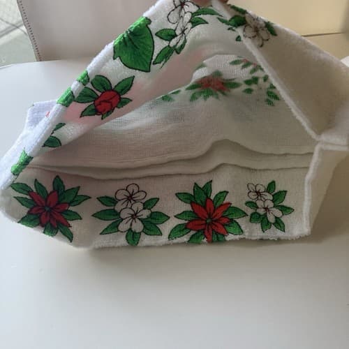 Vintage Christmas Poinsettia Tea Towel Terry Cloth Vtg Kitchen DEADSTOCK NWT - Thumbnail 3