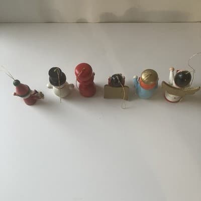 Vintage Christmas Wood Hand Painted Ornaments 10 Piece Lot 80s 90s Folk Retro - Thumbnail 22