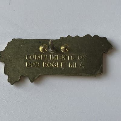 Vintage XMAS Enameled Brass Pin Merry Christmas Happy New Year Bob Bogle MLA - Thumbnail 3