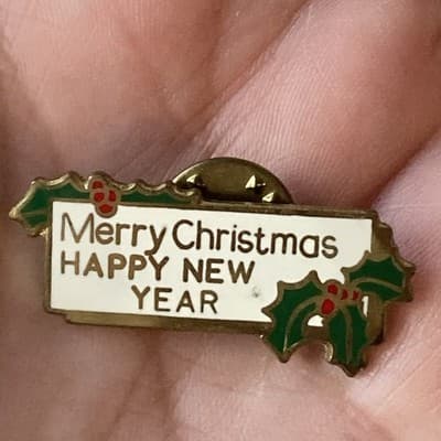 Vintage XMAS Enameled Brass Pin Merry Christmas Happy New Year Bob Bogle MLA - Thumbnail 9