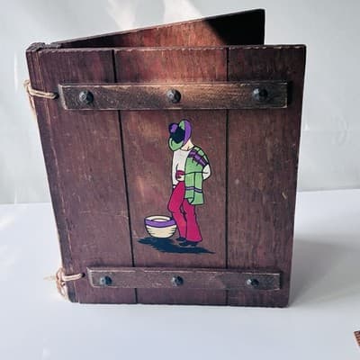 Vintage Wood Book Journal Cover Southwestern Mexican Sombrero Man Folk Art Retro - Thumbnail 13