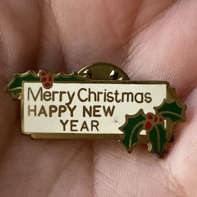 Vintage XMAS Enameled Brass Pin Merry Christmas Happy New Year Bob Bogle MLA - Thumbnail 10