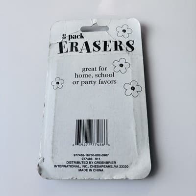 Vintage Deadstock 90s Y2K Retro LOVE Heart Erasers 8 Pack Psychedelic Stationery - Thumbnail 2