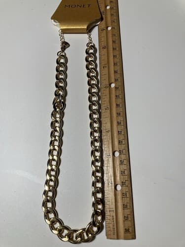 Monet Gold Tone Chunky Chain Necklace NWT Classic Minimal Chic 18 inches Cuban - Thumbnail 5