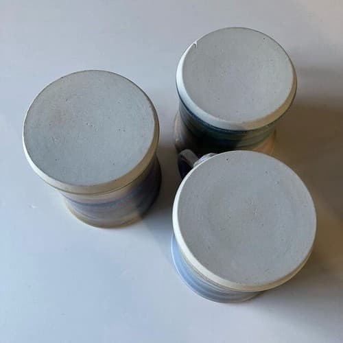 Vintage Studio Pottery Glazed Ceramic Mugs Pastel Watercolors Kawaii Boho 3 MUGS - Thumbnail 4