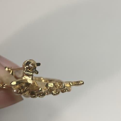 Vintage MCM Bird on Nest Brooch with Faux Pearl Eggs Goldtone Estate AJC - Thumbnail 6
