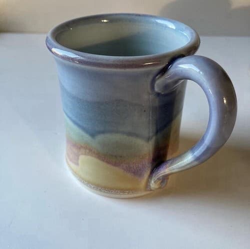 Vintage Studio Pottery Glazed Ceramic Mugs Pastel Watercolors Kawaii Boho 3 MUGS - Thumbnail 6